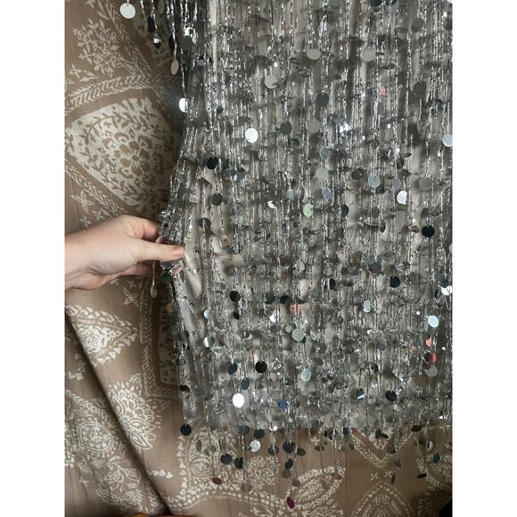 NWT Nasty Gal Silver Disc Tassel Beaded Shift Dress in Silver - Picture 6 of 8